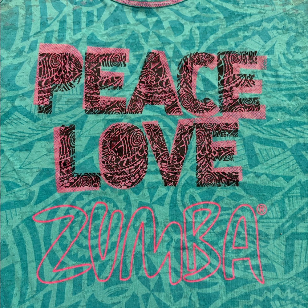 Zumba Fitness Women’s Teal & Pink Workout Tank Top, XL/XXL, Athletic